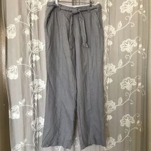 Wide leg linen slacks with belt